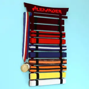 Personalized 10-Belt Karate Belt Display - Espresso