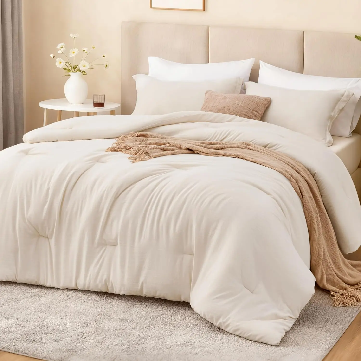 Prewashed Comforter Set,  Bed Set with 1 Comforter &  Pillowcases, Lightweight & Breathable for All Seasons | Soft, Breathable, Lightweight, Comfortable
