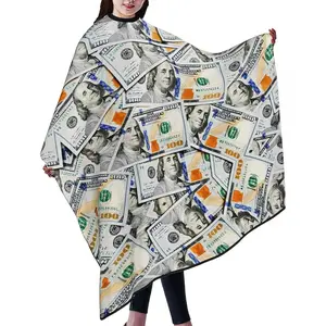 Polyester Retro Money Printed Haircut Hat | Salon Quality Apron, Adjustable Collar, Stylish Cutting Fabric for Hair Salon