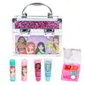 Disney x Townley Girl Sensitive Cosmetic Mini Train Case Makeup Bundle Box - Gentle, Shimmering Olive Oil-Infused Glossy Lip Essentials (Tube, Balm, Compact) - Children's Back-to-School Surprises, Party Favors