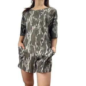 Bottomland Camo Romper - Casual Style with Camouflage Print and Pockets for Bottomland Wearers