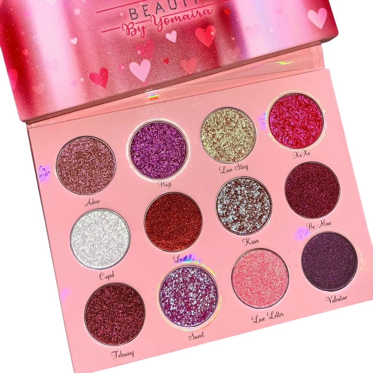 Valentine Duochrome Shimmer Palette 12 Pan Duo-Chrome Eyeshadow Makeup Cosmetic Gentle Pigmented Easy Application