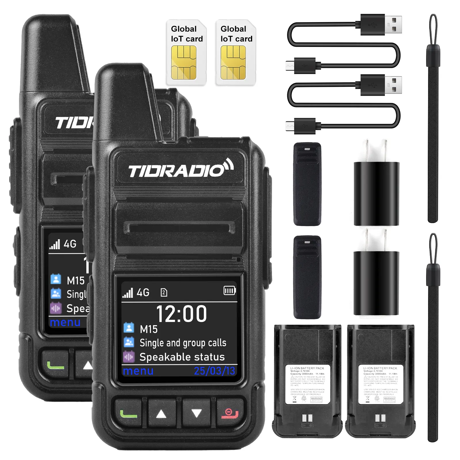 TIDRADIO TD-M15 Global POC Radio with 1 Year Sim Card Walkie Talkie Long Range 4G Network 5000 Miles for Hiking and Camping
