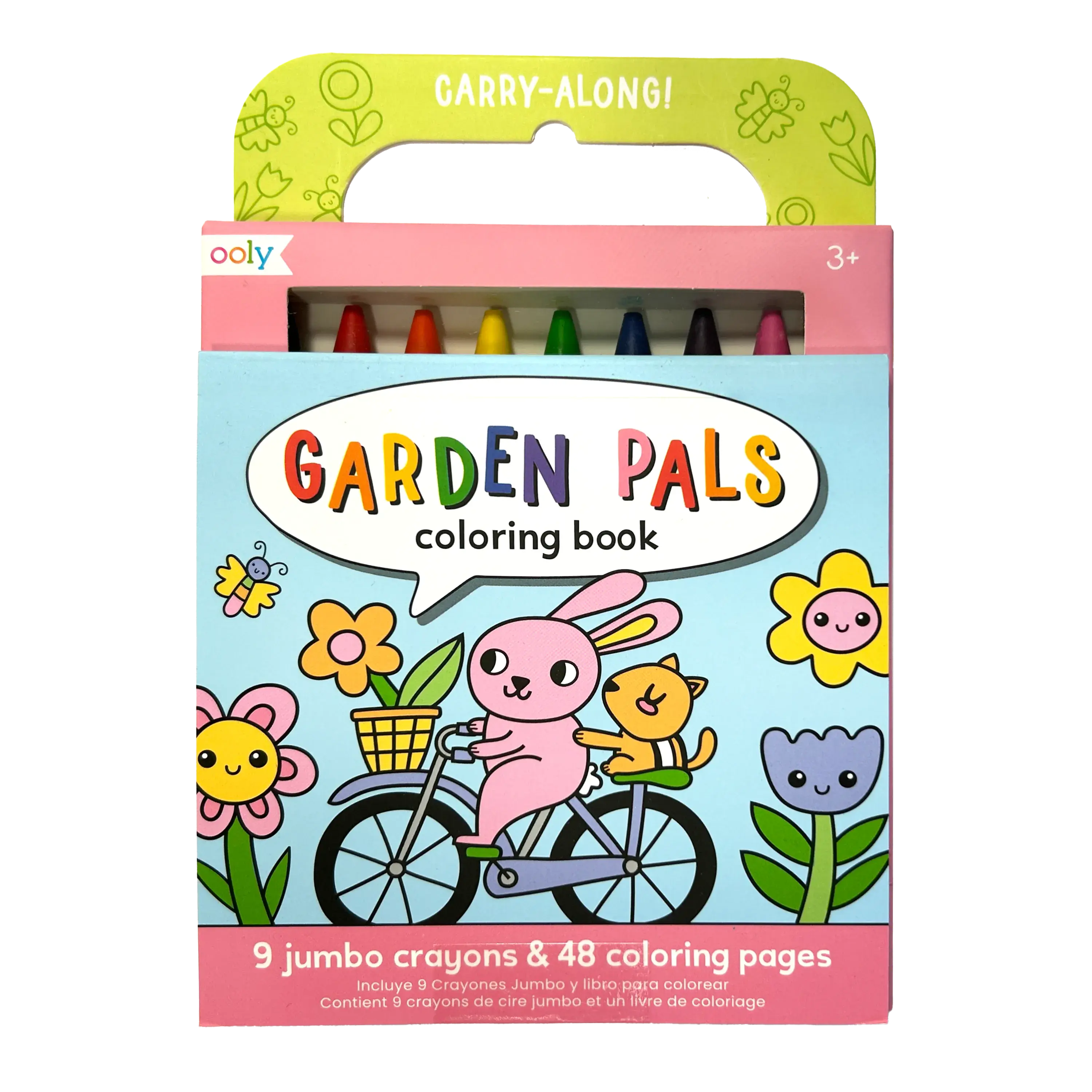 Carry Along! Coloring Book and Crayon Set - Garden Pals - Set of 9 Crayons