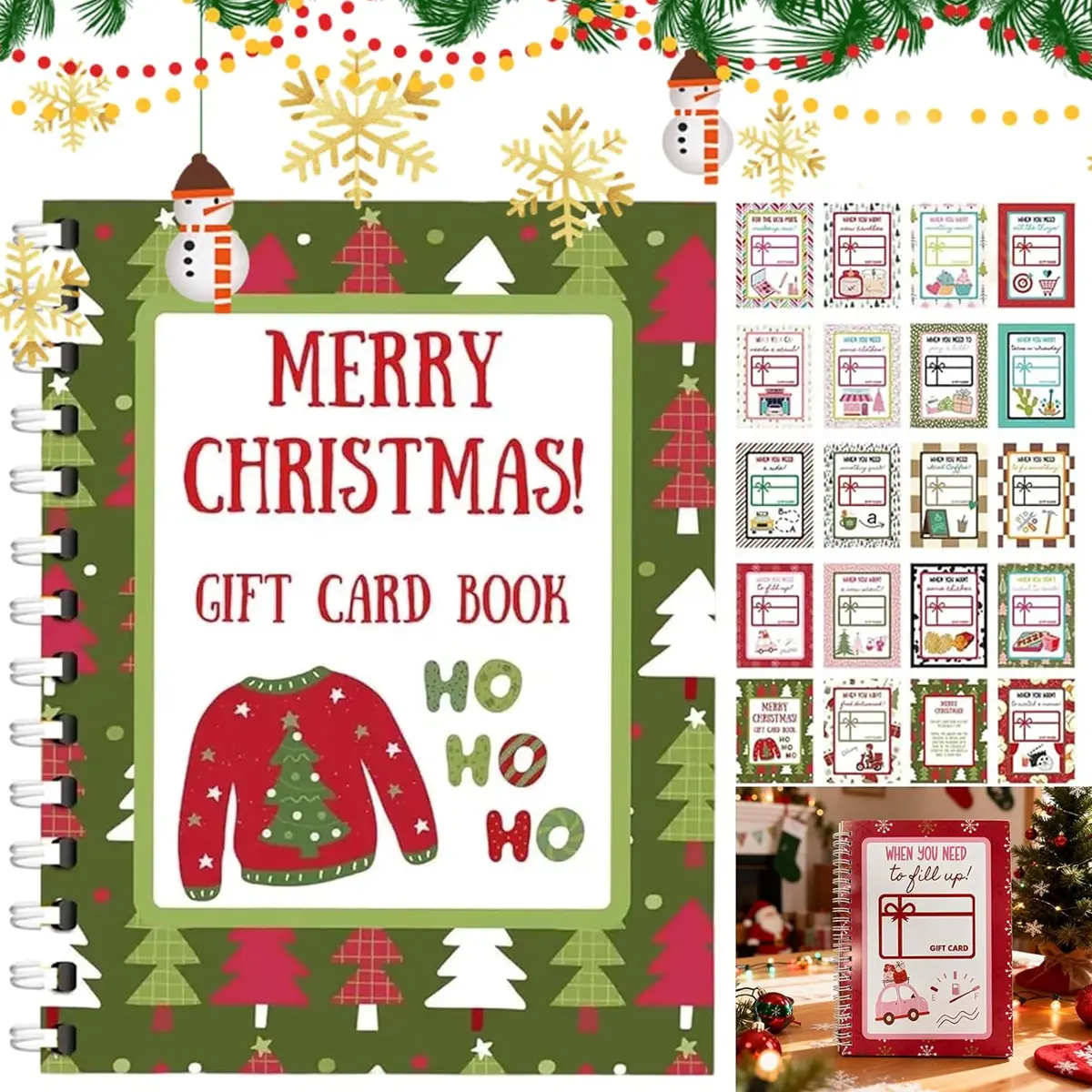 Gift Card Book,5x7 Color Spiral-Bound Book,Christma Gift Cards Books Holder, DIY Personalized Xmas Gifts for Family, Friends, Students
