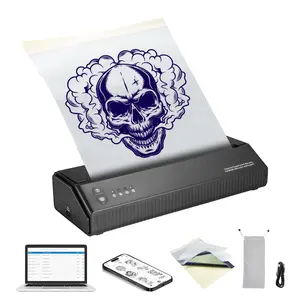 VEVOR Tattoo Transfer Stencil Printer, Wireless Bluetooth Tattoo Stencil Printer Machine with 10Pcs Transfer Paper and Cloth Bag, Portable Tattoo Printer for Android and iOS Phone, iPad and PC
