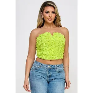 Spring Fling Strapless Floral Mesh Corset Top