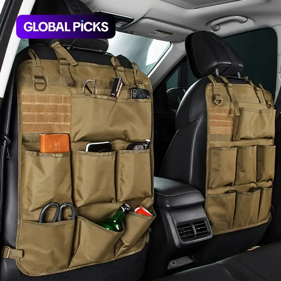 Automotive Seat Back Storage Bag, Modular Hanging Bag with 8 Pockets, Universal Car Seat Back Organizer and Tool Storage, Car Interior Accessory, Car Accessories, Gift Idea #GLOBAL PICKS