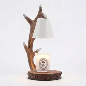Minimalist Antler Wax Melt Warmer Lamp Solid Wood Resin Low Temp Safe Home Decor Aromatherapy for Bedroom Living Room Bathroom Gift Set