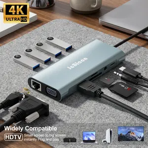 11-in-1 USB-C Expansion Dock,Multiple High-Speed USB Ports With 4K HDTV, 100W PD Charge+SD/TF, 100Mbps, 3 USB 2.0&1 USB3.0, Universally Compatible with MacBook, Windows, And Other USB-C