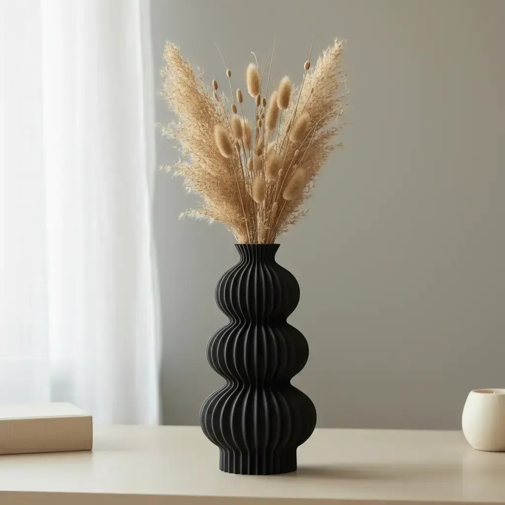 A 3D printed vase, White Vase, Plastic vase, Home decorative vase, Bohemian style decorative vase, Flower Vase, Nordic Minimalism Style for Bedroom, Living Room, Vase For Flowers, Decorative Vases For Home Decor