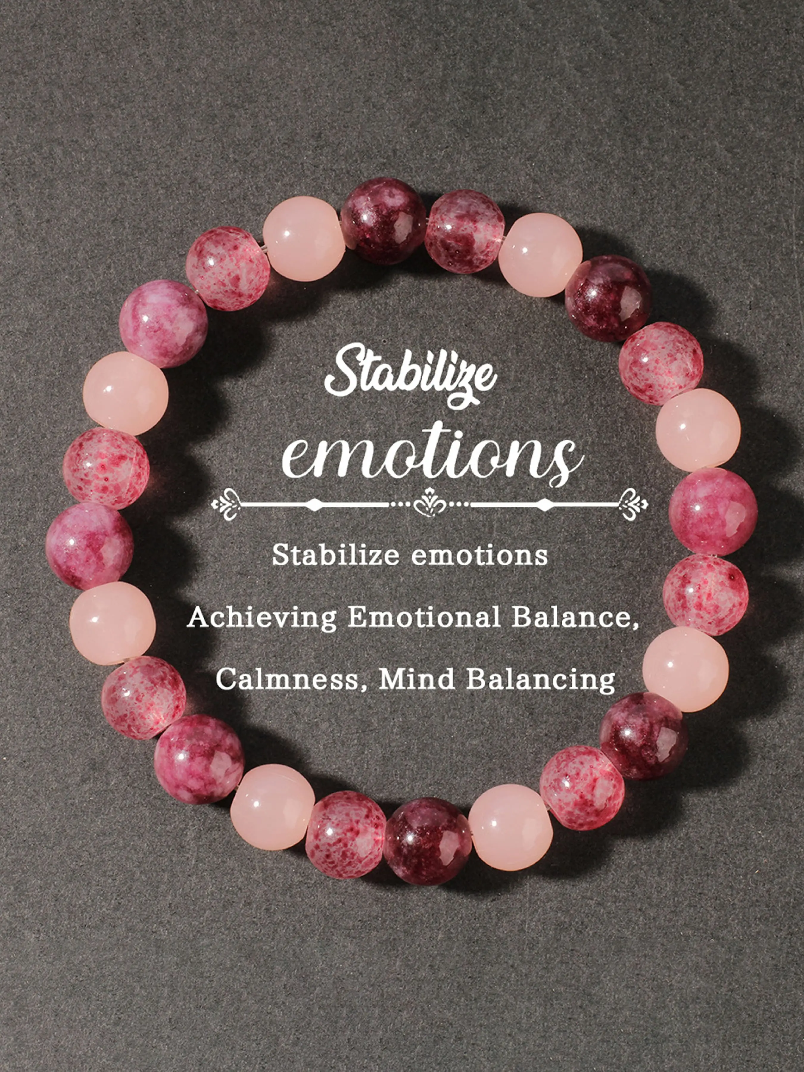 Stress Relief Bracelet, Healing Crystal Bracelet, Handmade Strawberry Quartz Garnet Crystal Beaded Jewelry, Crystals Bracelets, Fashion Accessory for Men & Women, Perfect Gift, Crystal Bracelets
