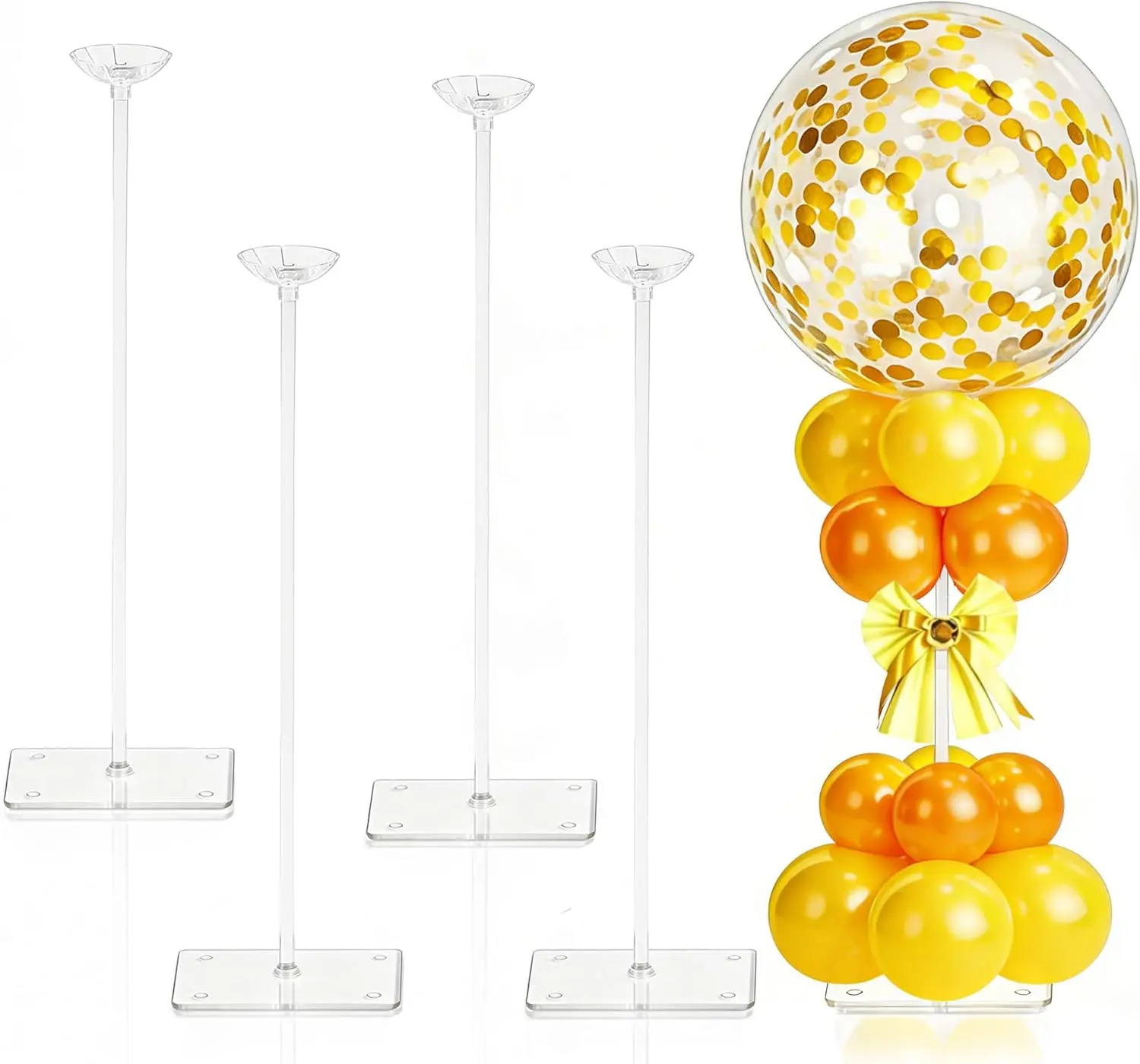 JOYYPOP 4 Sets Balloon Stands for Table 15.75 Inch Clear Adjustable Balloon Centerpieces for Tables Reusable Balloon Holder Sticks for Graduation Wedding Baby Shower Birthday