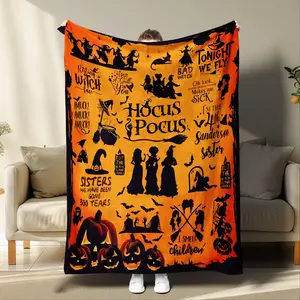 Halloween Themed Blanket, 1 Count Soft Throw Blanket, Air-conditioned Room Blanket for Home Office Travel Camping, Halloween Decor