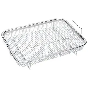 1pc Stainless Steel Oil Drip Tray & Drain Basket Set, Long Rectangular Plate with Fat Control Rack, Kitchen Home & Outdoor BBQ Grid