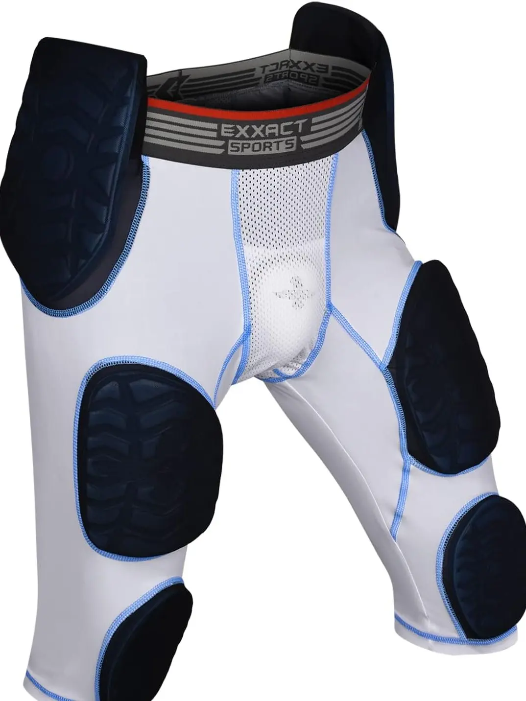 Exxact Sports Combat 7-Pad Adult Football Girdle for Men with Cup Pocket, Padded Compression Shorts with Integrated Pads, Men's Girdle Football