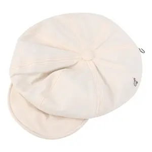 2026 Japanese Retro-Style Cotton-Linen Octagonal Cap for Women — Summer Edition: Colorful Felt-Button Artist's Hat / "Cloud" Beret (Large Head Circumference)