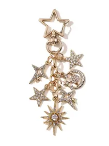 Elegant Rhinestone Star Pendant Keychain, Sparkling Jewelry Gift for Friends & Family, Perfect Memorial Present, Stylish Accessory