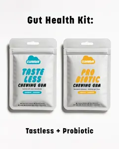 Clooudie Gut Health Kit: Tastless Chewing Gum + Probiotic Chewing Gum, Support Wellness, Clinically Tested, Vegan, Non-GMO & Sugar-Free