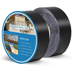 Butyl Joist Deck Tape for Decking 1-5/8''x50', 2 Pack Weather-Resistant Deck Joist Tape  Flashing Tape, Self-Adhesive Joist Tape Decking for  Decks Joist Beams Roof, Black