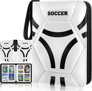 Soccer Card Binder, 2024-2025 Soccer Trading Cards Binder with Wristband, 440 Double Sided Pockets Sleeves PU Card Albums Fit for Sports Cards for Collectors Boys and Girls Fans Gift
