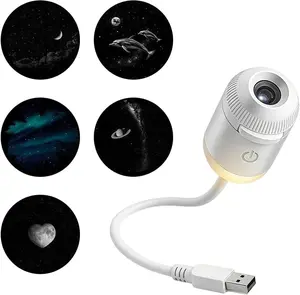 2-in-1 Galaxy Projector Night Light, USB Star Projector with Adjustable Brightness, Mini Galaxy Light Projector for Bedroom Ceiling Wall Room Decor