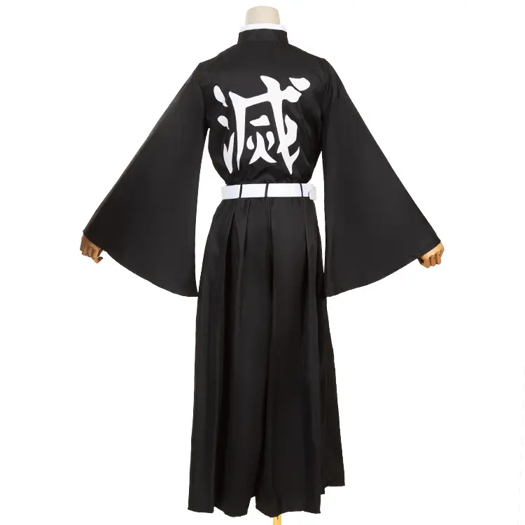 Men's Demon Slayer Tokito Muichiro/Kasumashira Tokitou No Ichirou Team Uniform Cosplay Clothes Replica Set, Breathable Cloud-Themed Fabric, Embroidery Detailing, Matching Accessories, Black/White Options, Jacket Included