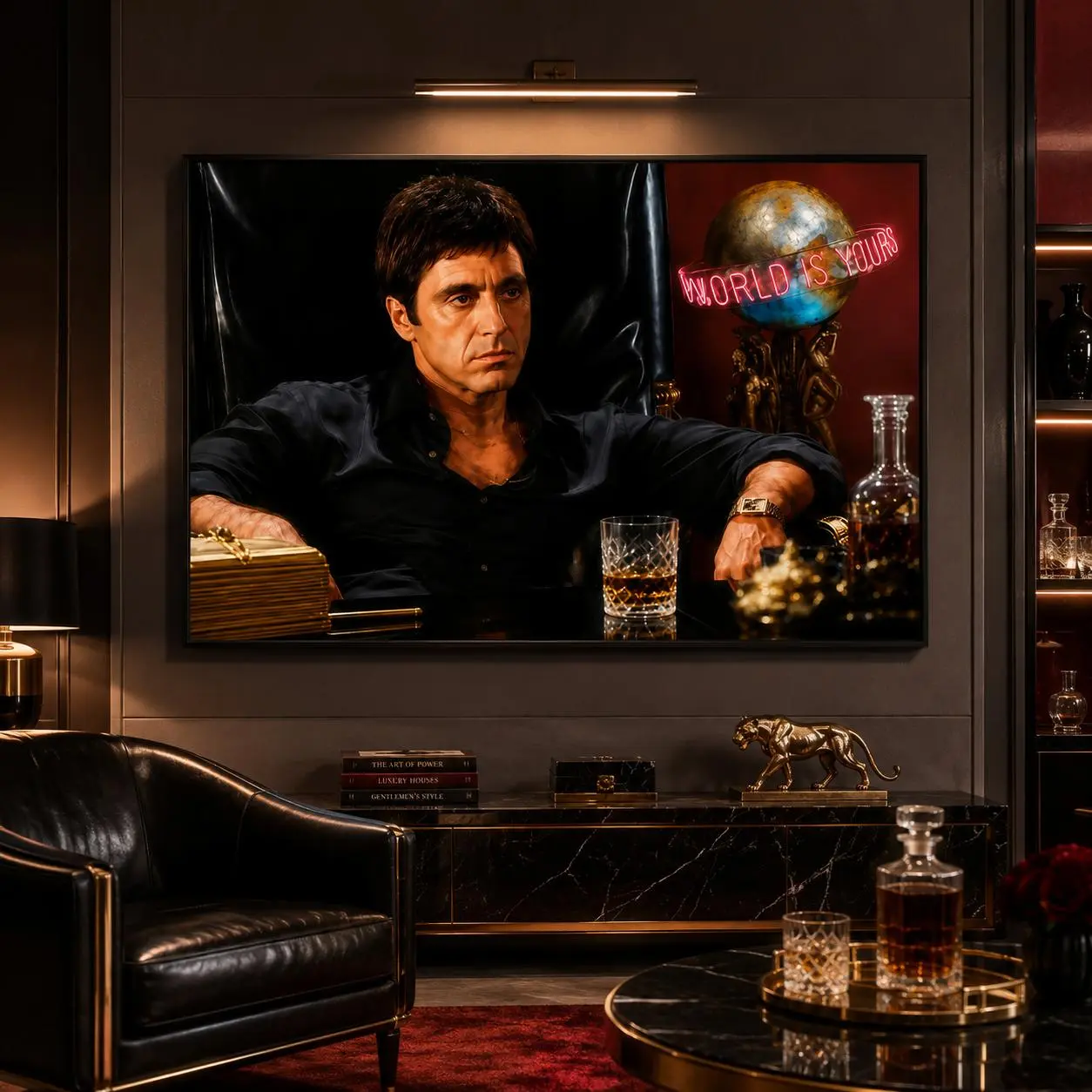 Scarface Canvas Poster | "The World Is Yours" Wall Art Print for Bedroom, Office, Movie Wall Art, Mafia Poster, Man Cave Decor, Motivational Quote Poster, Room Decor Wall Art Poster, Canvas Prints