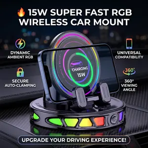 LED RGB Light Car Phone Holder Mount, One-Click Auto Lock Phone Bracket, Multicolor Breathing Light Design, Stable Anti-Shake Stand for Daily Commute Driving