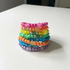 Pony Bead Bracelets | Handmade Stretch Bracelet | Custom Name & Colorful Stack