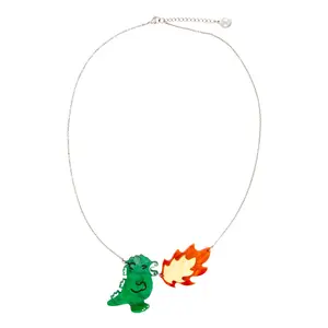 Whatever Makes You Happy Chibi Godzilla Raids Again Breathing Fire Acrylic Necklace