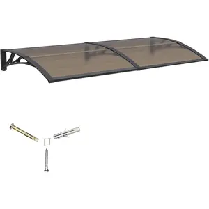 Awning  Door Entrance,32X80 Inches Awnings  Doors,Window Awning Canopy Exterior with Plastic Steel Bracket,Polycarbonate Cover,UV,Rain,Snow Protection  Porch,Patio,Deck