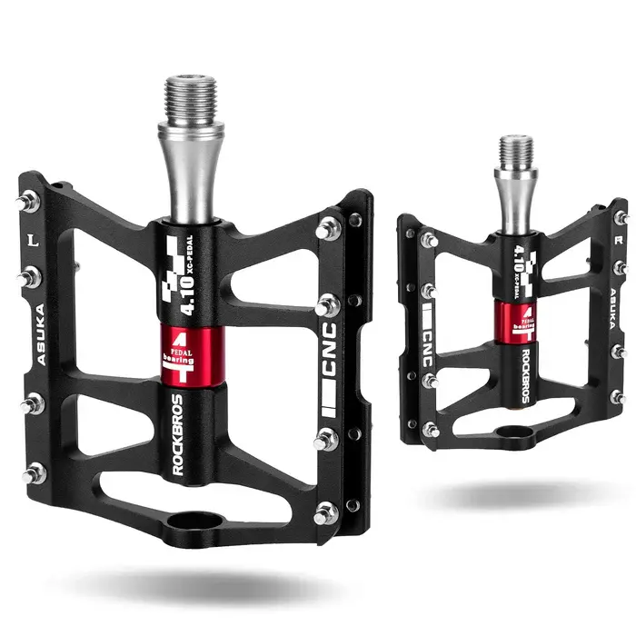ROCKBROS Mountain Bike Pedals, Aluminum Alloy Flat Platform with 9/16" Cr-Mo Spindle and 4 Sealed Bearings, Ultralight Anti-slip, Pedal System, Bicycle Accessories, Foot Pedals