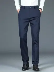 Lightweight Stretchy Casual Business Men's Suit Pants, Suitable For Spring, Summer, Autumn, Wedding, Office, Business Travel, Formal Occasions