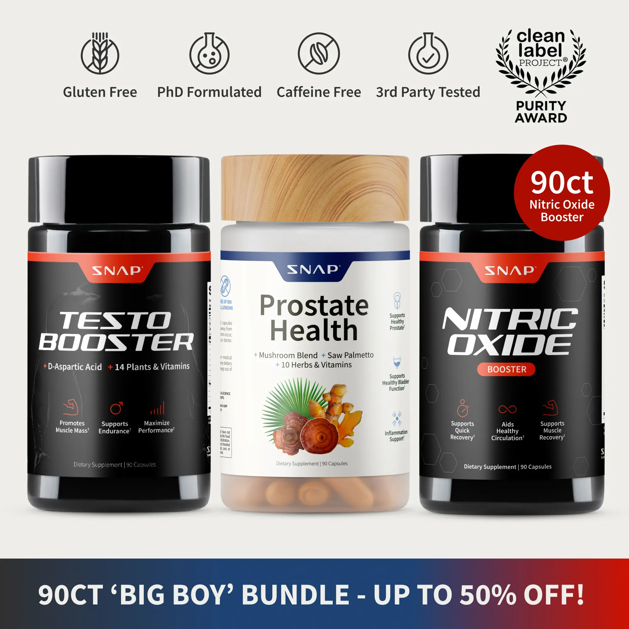 "Big Boy" Bundle Testo + Prostate + NO 90 ct