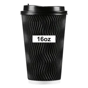 With lid disposable coffee cup, 16 ounces, suitable for beverages (espresso coffee, tea), 50 pieces per pack, suitable for parties and travels