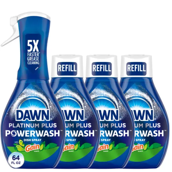 Dish Soap Spray, 1 Starter Kit + 3 Refills, Original Scent, Dishwashing Liquid, Grease Cleaner for Kitchen