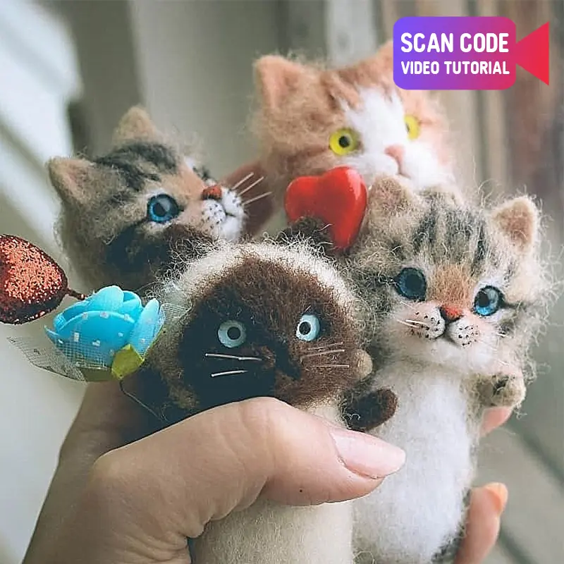 Cute and Interesting handmade toys DIY wool felt cat kits unfinished plush doll poking music toy gift Non-finished productChristmas gift