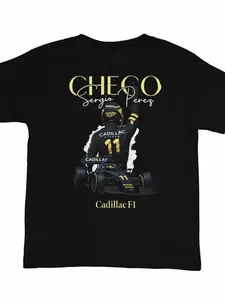 Short Sleeve T-Shirt with Checo Perez Sp11 Jersey Print, Casual Fitted Top for Men and Women, Ideal for Daily Use and Activities