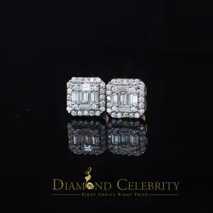 Diamond Celebrity's Men's/Womens 925 Silver Yellow 0.25ct VVS 'D' Moissanite Square Stud Earrings