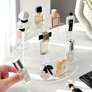 Luxury Acrylic Cosmetic & Perfume Storage Rack Organiser, Modern Semi-Circular Three-Tier Display Stand, Suitable for Lipstick, Makeup, Fragrance