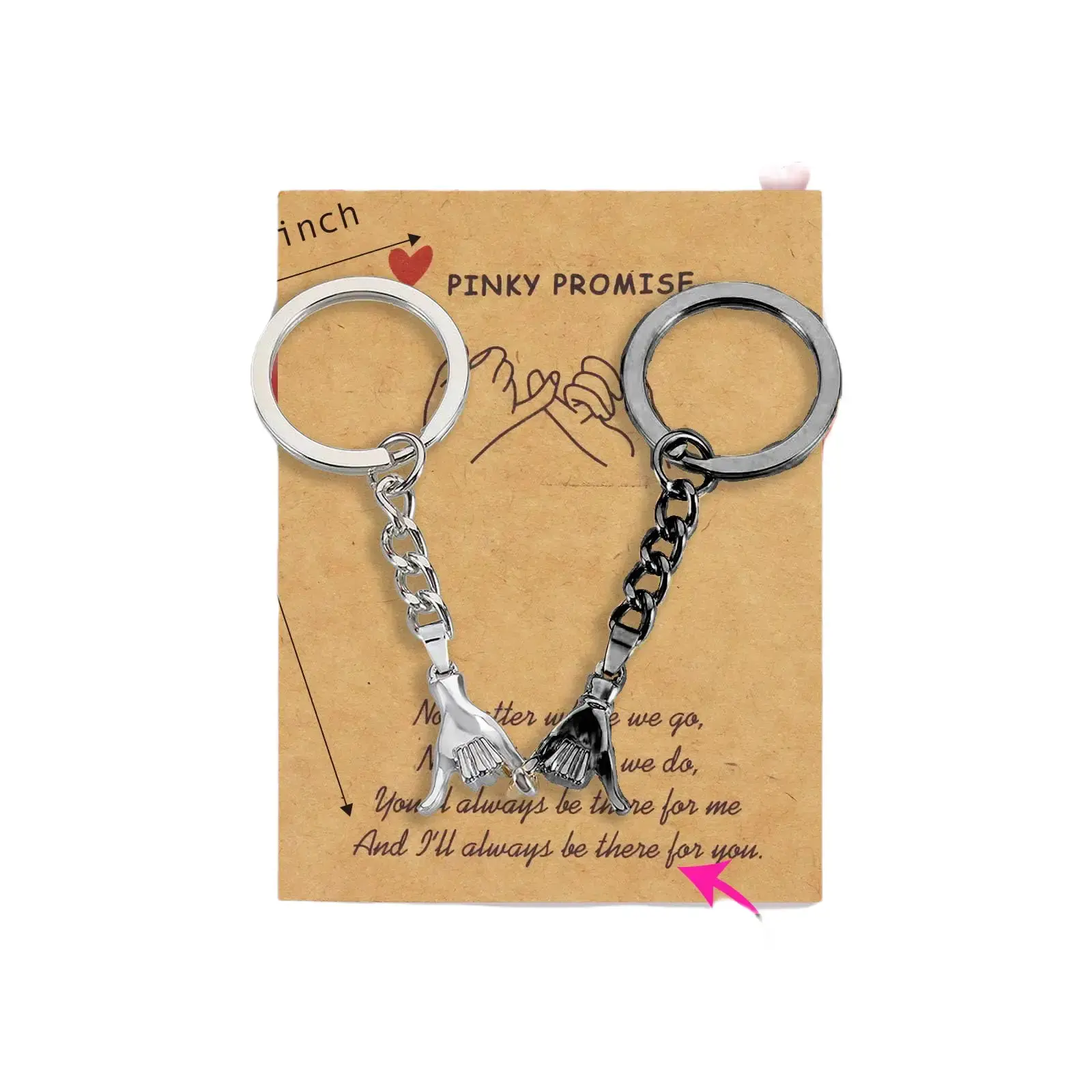Elegant 2-Pcs Pinky Promise Matching Keychains, Cute Valentine's Day Gift for Couples Memorable Best Friends keychain keychains