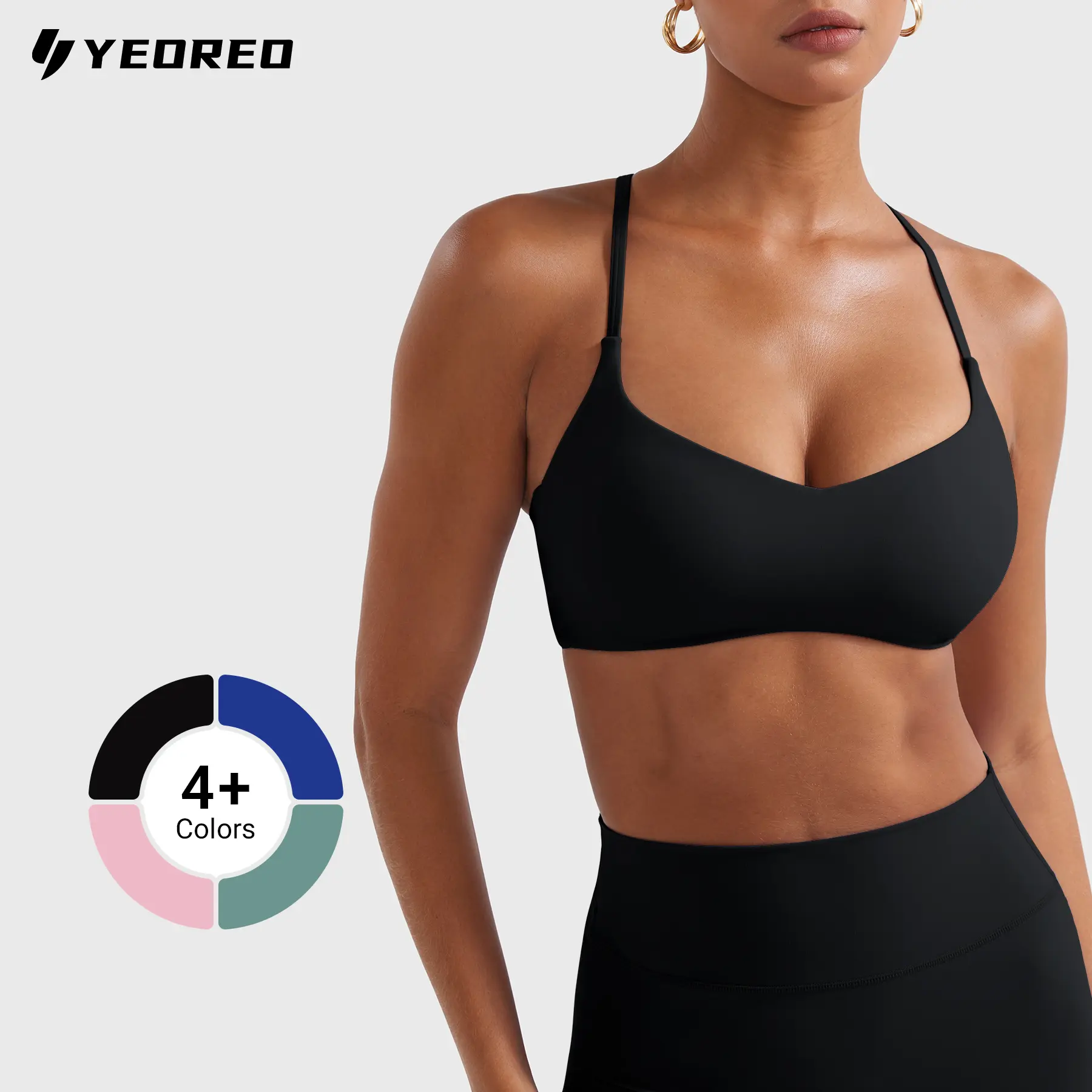 YEOREO Y Back Sports Bras for Women Padded Racerback Bra Paisely Light Impact Adjustable Straps Gym Workout Tops