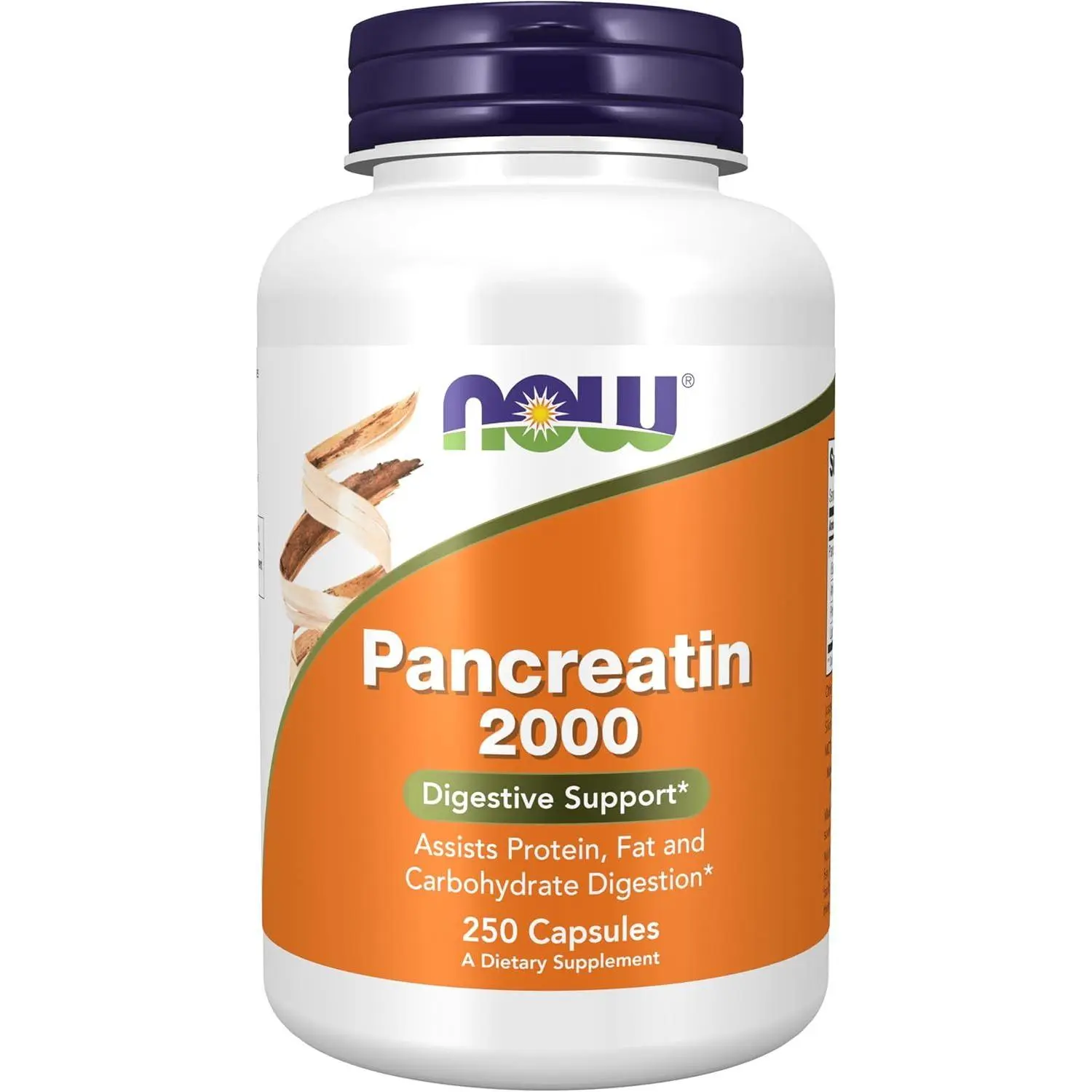 Supplements, Pancreatin 2000 with naturally occurring Protease (Protein Digesting), Amylase (Carbohydrate Digesting), and Lipase (Fat Digesting) Enzymes, 250 Capsules