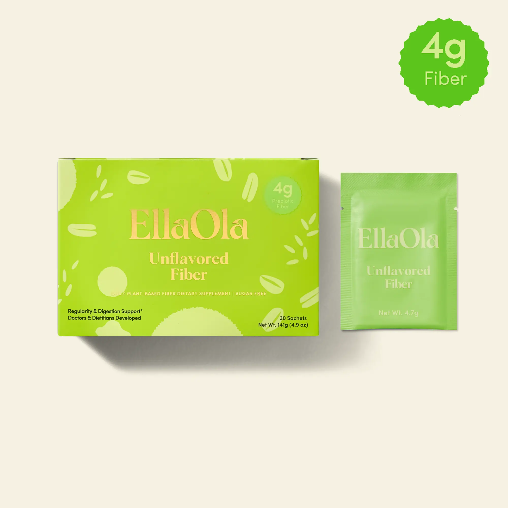 EllaOla Unflavored Fiber - 30-Day Supply - Supports gut microbiome, digestive regularity, bloating & comfortable bowel movements - 4g Natural Fiber (soluble + insoluble blend) - Hidden in Food - Allergen-Free - Gluten-Free - Pediatrician-Developed