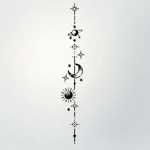 Spine moon star Temporary Tattoo