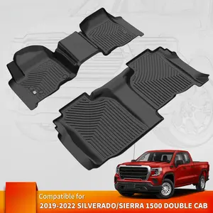 TPE Floor Mats Liners for 2019-2025 Chevrolet Silverado/Sierra 1500 Double Cab