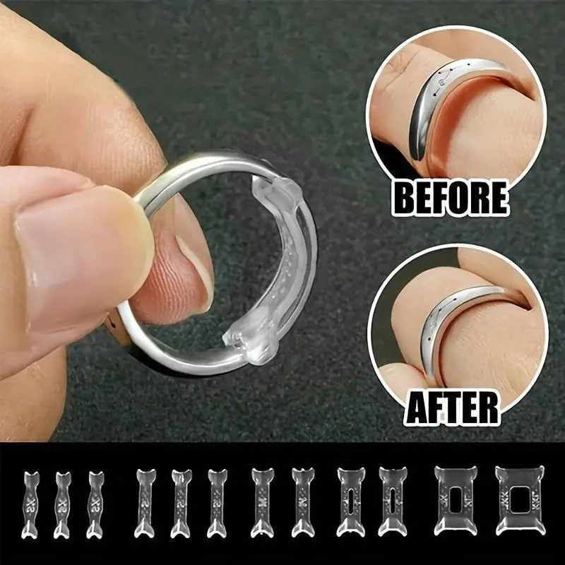 12pcs Adjustable Ring Sizer Pads, Invisible Ring Size Reducer, Comfortable Fit Jewelry Accessory for Loose Rings, Jewellery