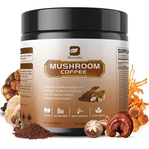 BEWANTS Mushroom Coffee - Lions Mane Mushroom Powder Instant Coffee with Lion's Mane, Reishi, Chaga, Cordyceps, and Turkey Tail - Mushroom Coffe Alternative for Energy, Mental Clarity & Focus, Focus Support, 30-Day Supply