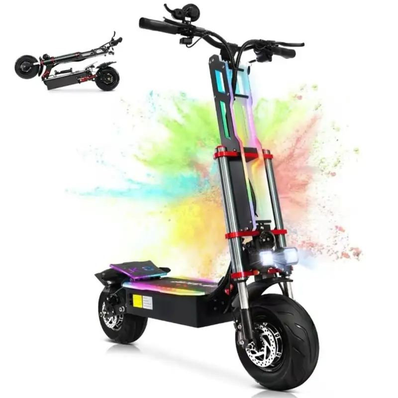 Adult Folding Electric Scooter, 5600W Dual Motor, 60V 38AH, 50 MPH Max Speed, 12" Road Tires